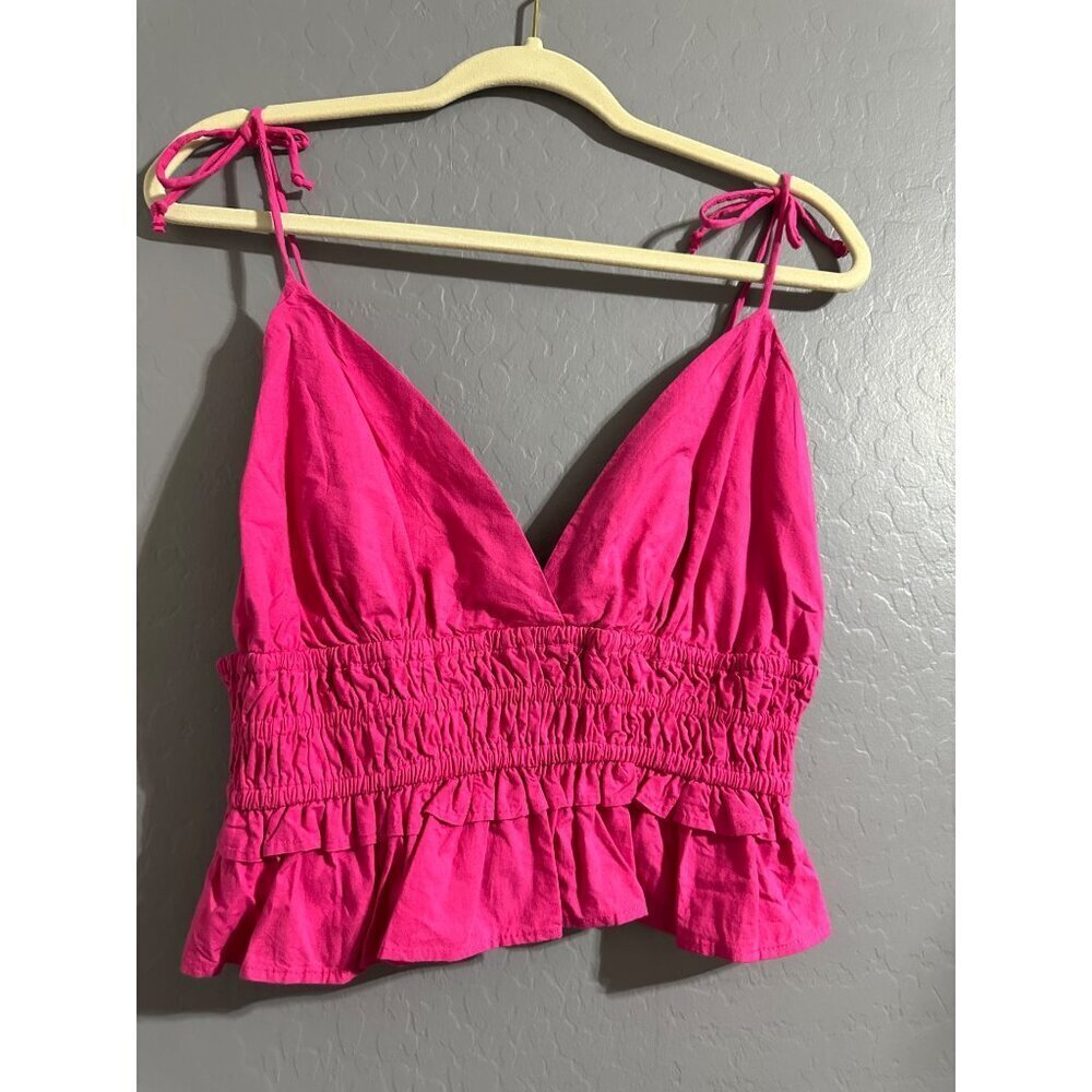 Sim & Sam Smocked Crop Tank top Size L NWT